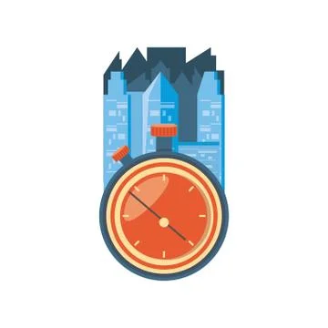 Chronometer timer with cityscape Stock Illustration