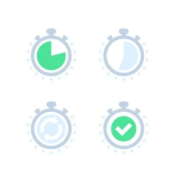 Chronometer, timer, countdown icons on white Stock-Illustration