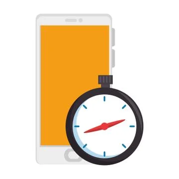 Chronometer timer with smartphone Stock Illustration