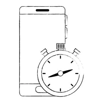 Chronometer timer with smartphone Stock Illustration