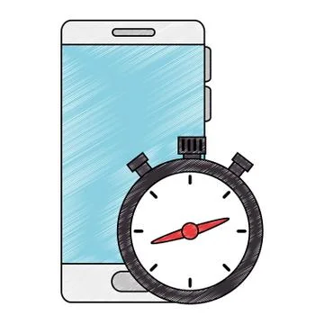 Chronometer timer with smartphone Stock Illustration