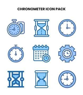 Chronometer Two Colour Graphics Icons Pack Stock Illustration