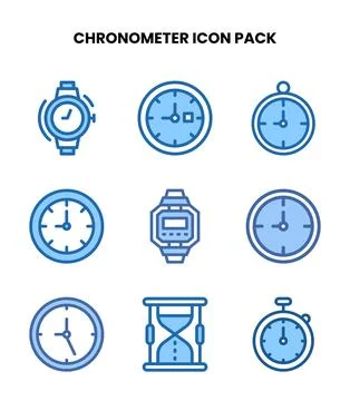 Chronometer Two Colour Icons Pack Stock Illustration