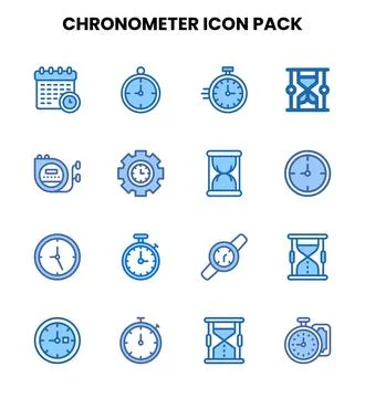 Chronometer Two Colour Scalable Icons Pack Stock Illustration