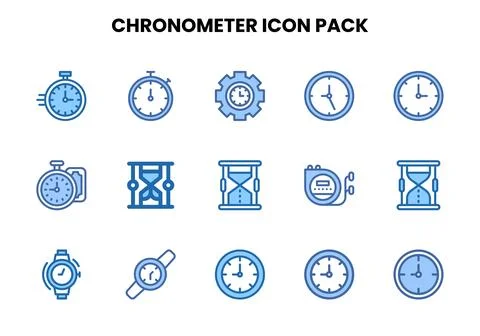 Chronometer Two Colour UI Icons Pack Stock Illustration