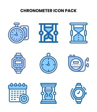 Chronometer Two Colour Vector Icons Pack Stock Illustration