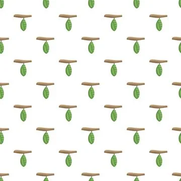 Chrysalis developing on branch seamless pattern background イラスト素材