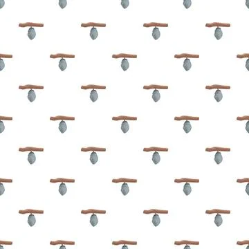 Chrysalis hanging from branch seamless pattern background イラスト素材