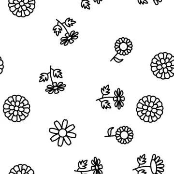 Chrysanthemum Flower Vector Seamless Pattern Illustrazione stock