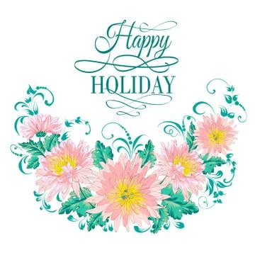 Chrysanthemum garland composition. Stock Illustration