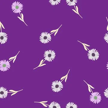 Chrysanthemum silhouettes seamless pattern in hand drawn doodle style. Random Stock Illustration