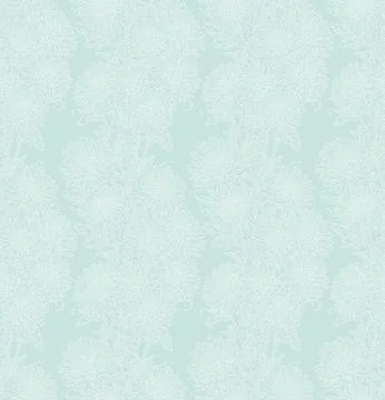 Chrysanthemums seamless pattern in mint green-cyan color Illustrazione stock