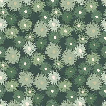 Chrysantthemum elements floral seamless pattern. Dark grey background with ra 库存插图