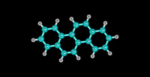 Chrysene molecular structure on black background Stock Illustration