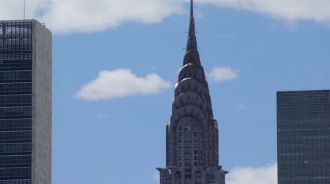 Chrysler Building and UN Cloud Time Lapse in Midtown NYC Stock Footage 45970985