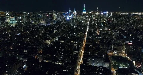 Chrysler Building wide high angle aerial view in New York City Vidéo 76969105