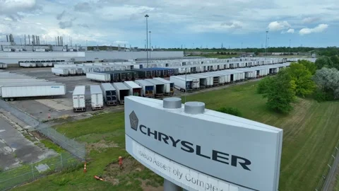 Chrysler Toledo Assembly Complex. Aerial rising shot of sign revealing