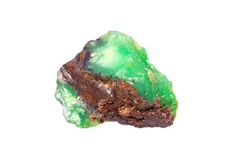 Chrysoprase gemstone on matrix Stock Photos
