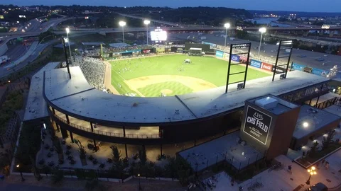 CHS Field by Night - Aerial View - Saint Paul, Minnesota Stock Footage