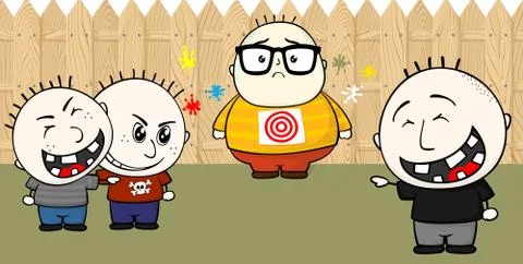Chubby boy bullied Stock Illustration