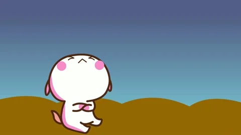 Chubby cat watching towards sky. Cat animation. Stock Footage 137039324