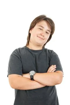 Chubby kid or boy smiling and confidently posing Stock Photos