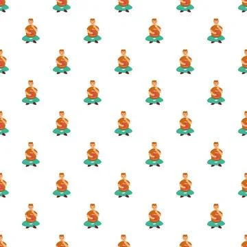 Chubby man sitting obese gluttony eating pattern Illustrazione stock