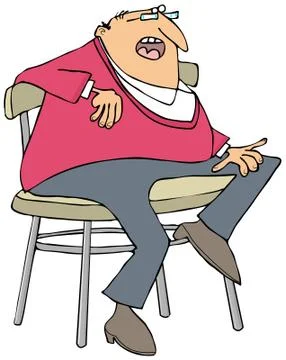 Chubby man sitting on a stool Stock Illustration
