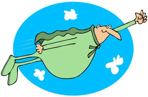 Chubby superhero flying in the sky Stock Illustration