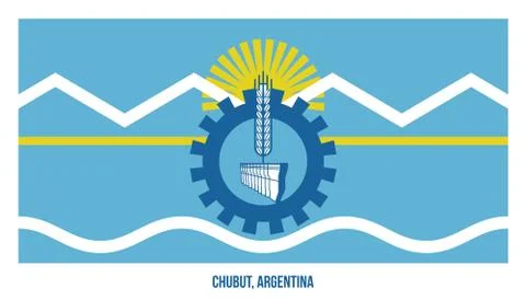 Chubut Flag Vector Illustration on White Background. Flag of Argentina Provinces Stock Illustration
