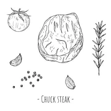 Chuck steak. Vector cartoon illustration. Isolated object on white. Stock Illustration