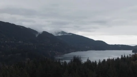 Chuckanut Mountains by Bellingham Washington on a Cloudy Day Video stock 106087698