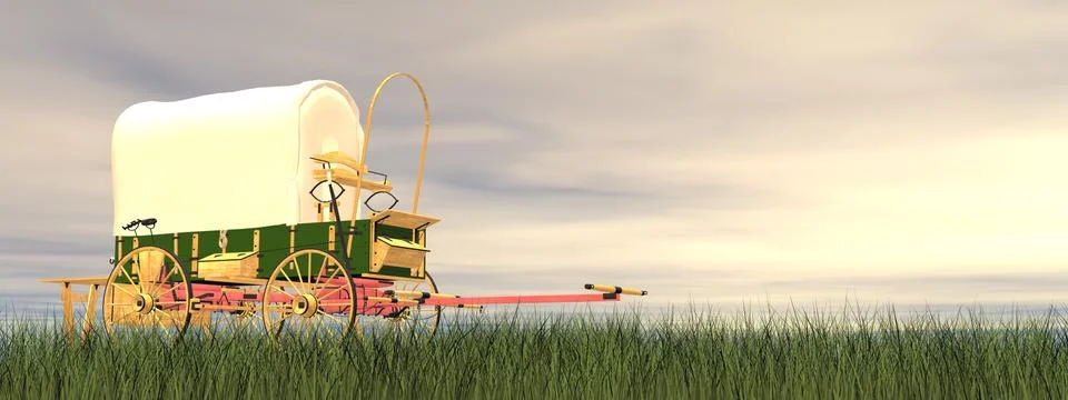 Chuckwagon by sunset - 3D render Stock Illustration