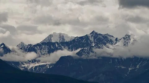 Chugach Mountain Peaks Cloud Time Lapse slower Stock Footage 11525570