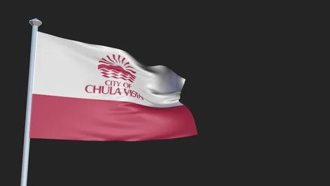 Chula Vista California - Loopable 3D flag animation with Alpha Channel and Tr Stock-Footage 90969017