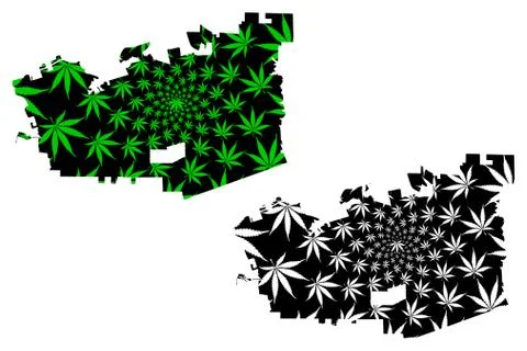 Chula Vista city - map is designed cannabis leaf Stock Illustration