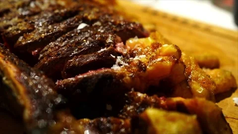 Chuletón de vaca, Galician bone in rib steak, Typical Spanish meat dish Stock Footage 233043933