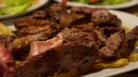 Chuletón de vaca, Galician bone in rib steak at traditional restaurant in Spain Stock Footage 244007250