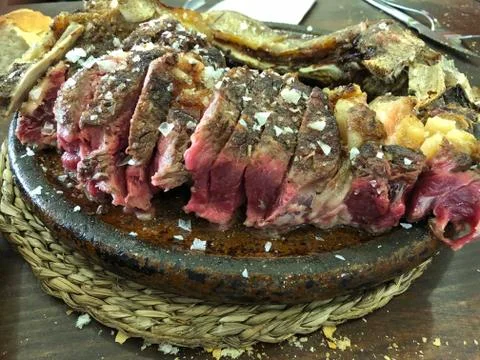 Chuleton, typical beef steak of the Basc Country, north of Spain Stock Photos