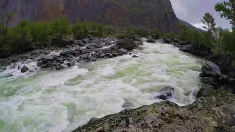 Chulyshman River, slow motion Stock Footage 83358824