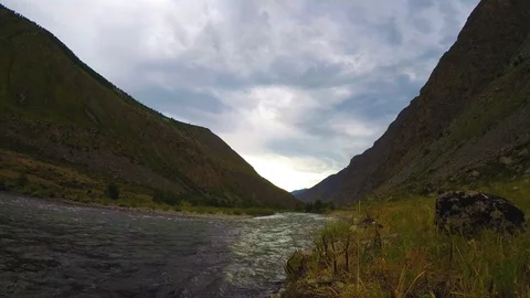 Chulyshman River, time lapse Stock Footage 109296934