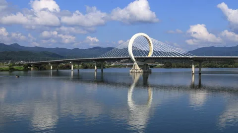 Chuncheon Grand Bridge Reflection Stock Footage 329491680