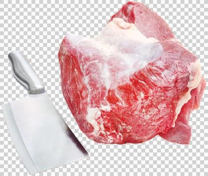 Chunk of beef with kitchen knife Stock Photos