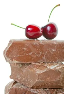 Chunk chocolate with cherries Stock Photos