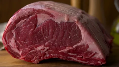 Chunk of ribeye beef ,slow motion 4k 60p	 Stock Footage 157991660