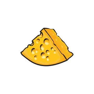 Chunk, triangular piece of Swiss, Emmental cheese Stock Illustration