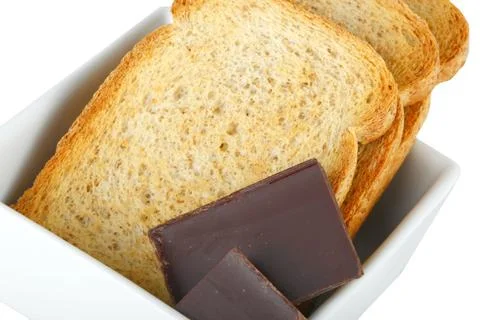 Chunks chocolate with crispbread 写真素材