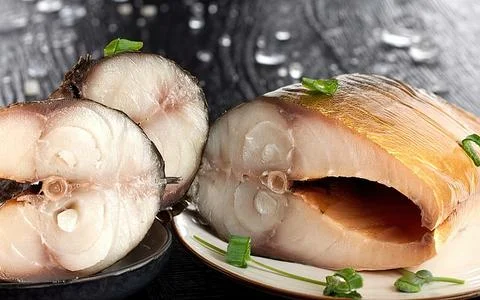 Chunks of fresh fish Stock Photos