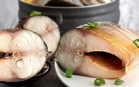 Chunks of fresh fish Stock Photos