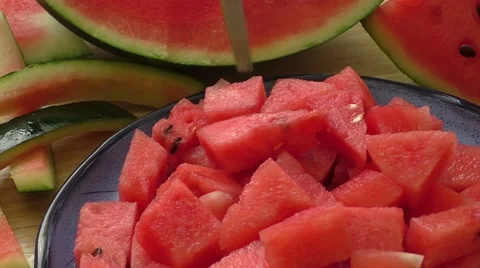 Chunks of watermelon on a plate 스톡 동영상 52292649